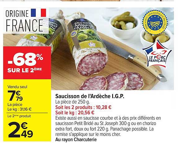 Saucisson de l'Ardèche I.G.P