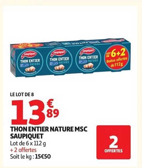 Saupiquet Thon entier nature MSC