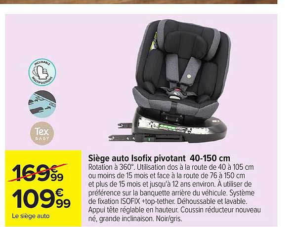 Siège auto Isofix pivotant