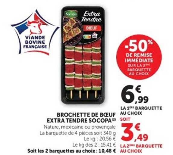 Socopa Brochette de boeuf extra tendre