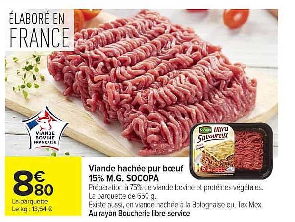 SOCOPA Viande hachée pur bœuf