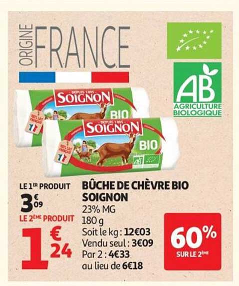 Soignon Bûche de chèvre bio