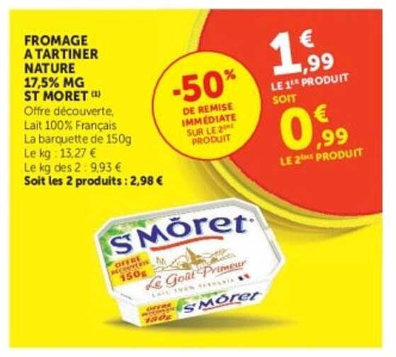 St Môret FROMAGE A TARTINER NATURE 17,5% MG
