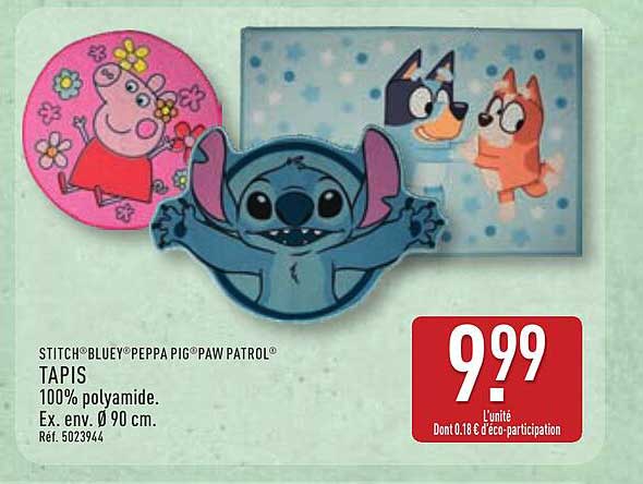 STITCH®BLUEY®PEPPA PIG®PAW PATROL® Tapis