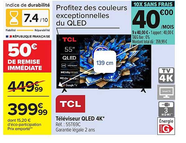 TCL Téléviseur QLED 4K*