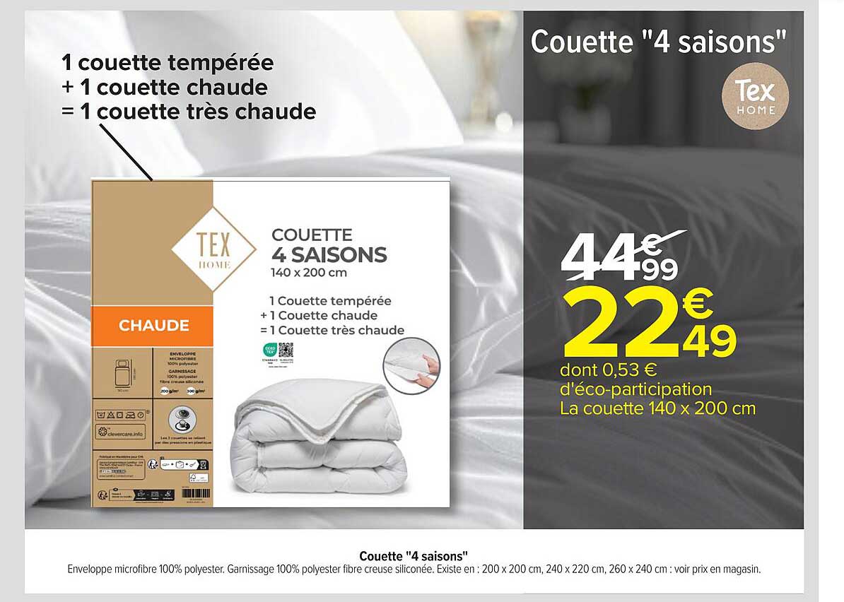 Tex Home Couette 4 saisons
