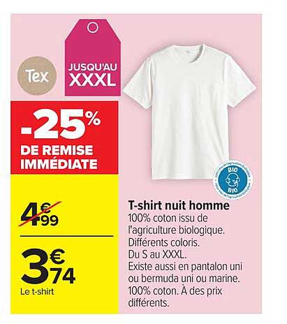 Tex T-shirt nuit homme