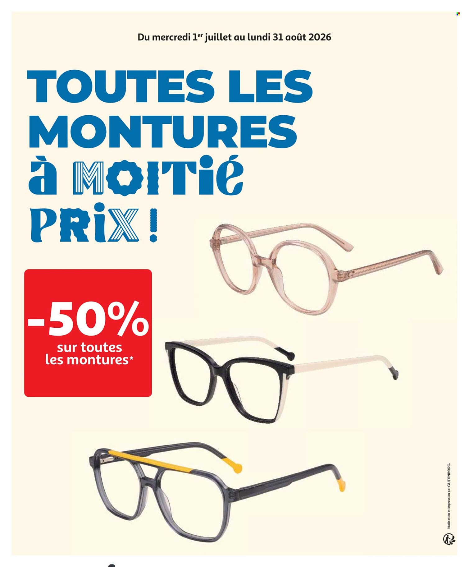 TOUTES LES MONTURES à MOITIÉ PRIX!