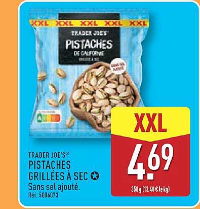 TRADER JOE'S PISTACHES GRILLÉES À SEC
