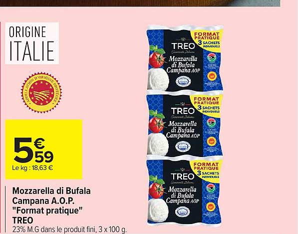 TREO Mozzarella di Bufala Campana A.O.P