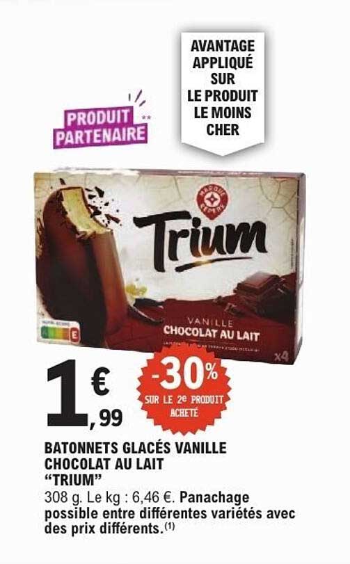 Trium Batonnets glacés vanille chocolat au lait
