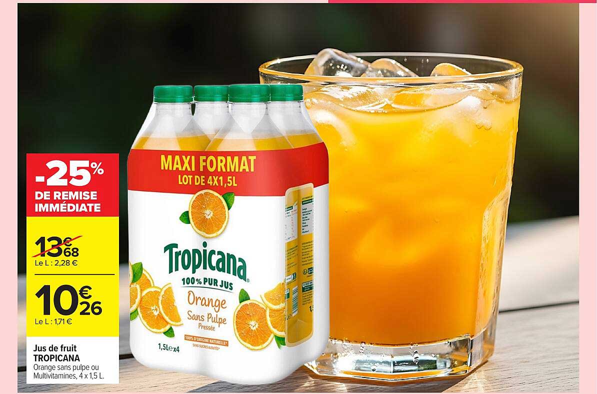 Tropicana Orange sans pulpe