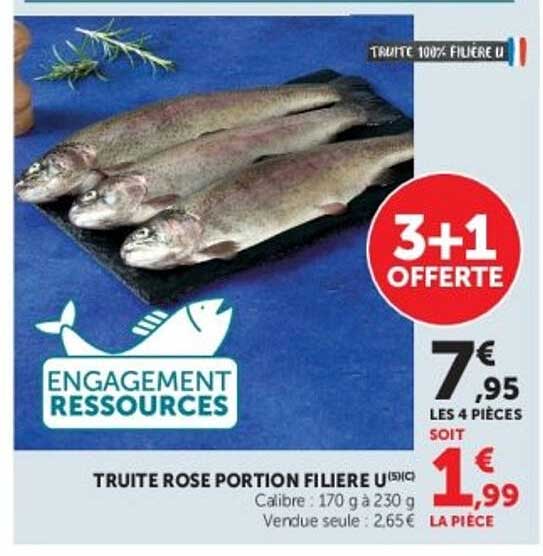 TRUITE ROSE PORTION FILIERE U