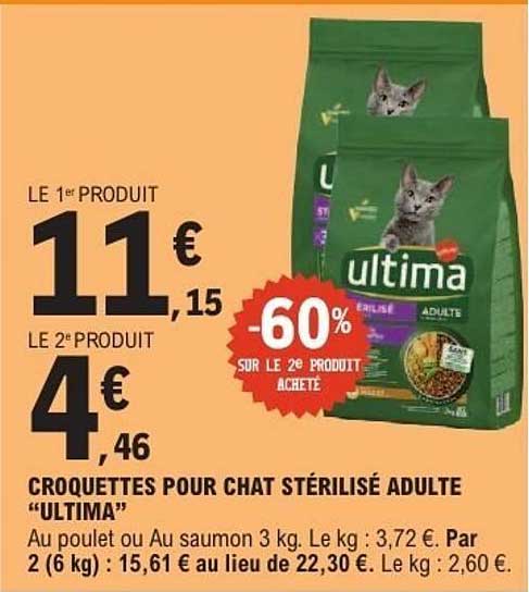Ultima Croquettes pour chat stérilisé adulte