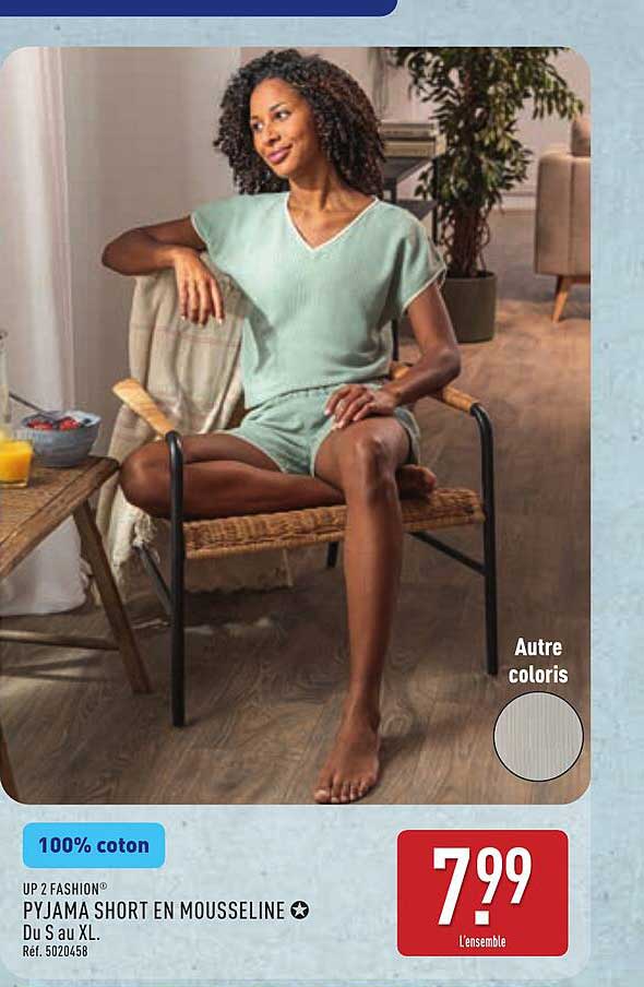 UP2FASHION PYJAMA SHORT EN MOUSSELINE