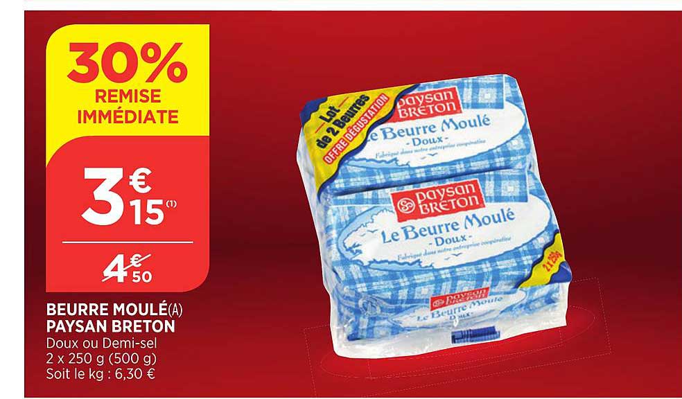 Beurre Moulé Paysan Breto 30% De Remise Immédiate