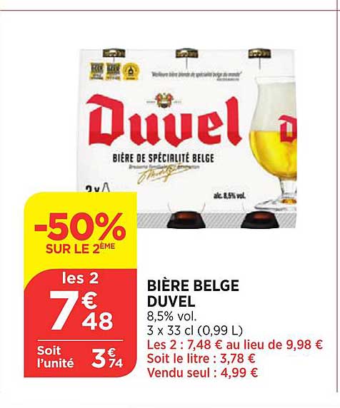 Bière Belge Duvel -50% Sur Le 2ème