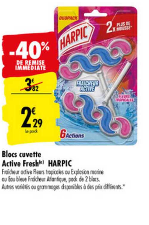 blocs cuvette active fresh harpic -40% de remise immédiate