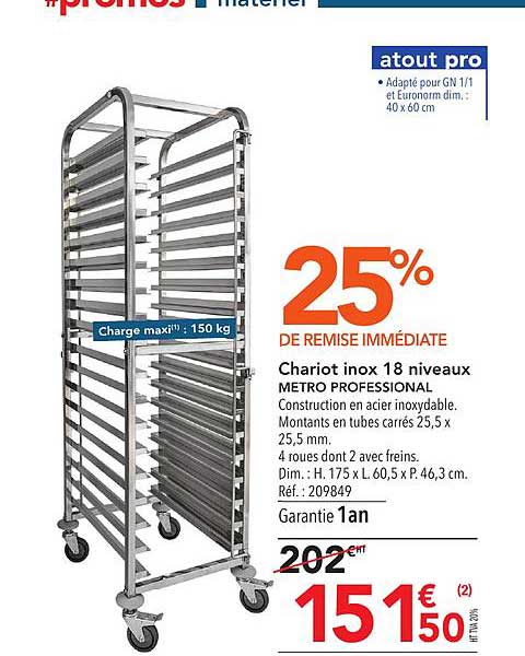 Chariot Inox 18 Niveaux Metro Professional 25% De Remise Immédiate