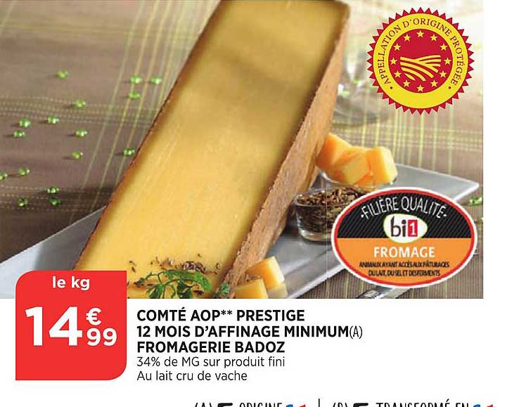 Comté Aop Prestige 12 Mois D'affinage Minimum Fromagerie Badoz