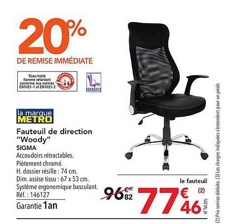 fauteuil de direction woody sigma 20% de remise immédiate