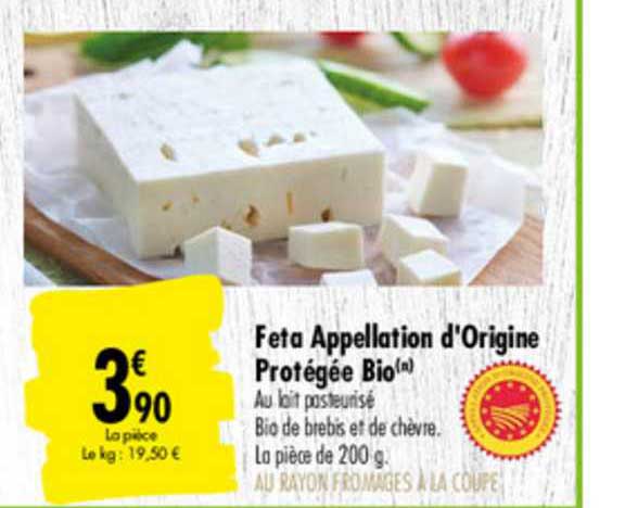 Feta Appellation D'origine Protégée Bio