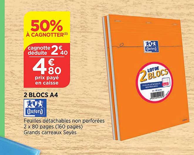 feuilles détachables non perforées oxford