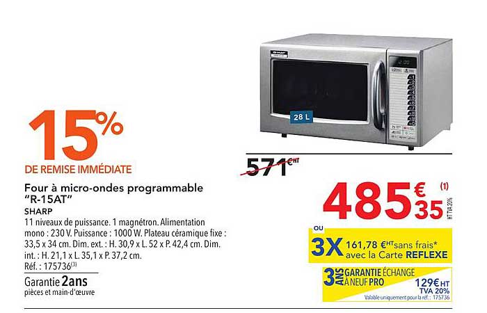 four à micro ondes programmable r 15at sharp