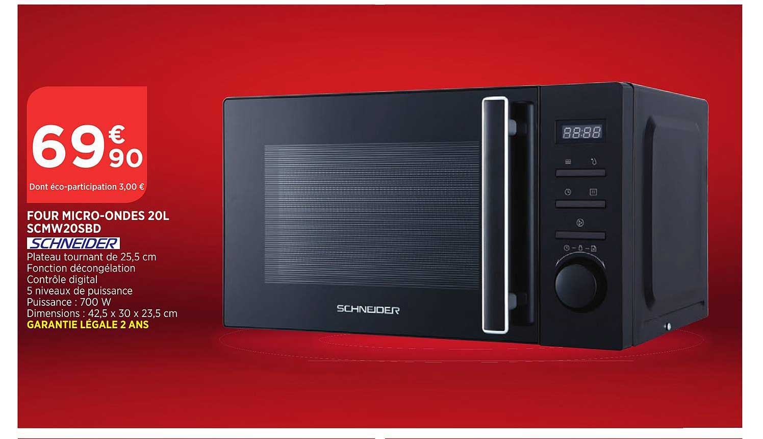 four micro ondes 20 litres scmw20sbd schneider