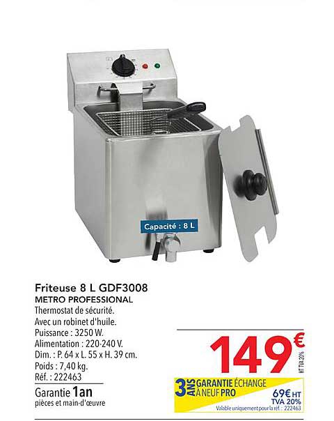 Friteuse 8 L Gdf3008 Metro Professional