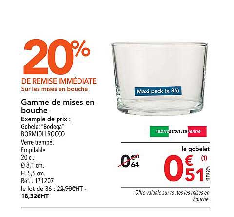 gamme de mises en bouche 20% de remise immédiate