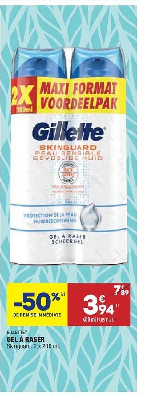 gel à raser gillette -50% de remise immédiate