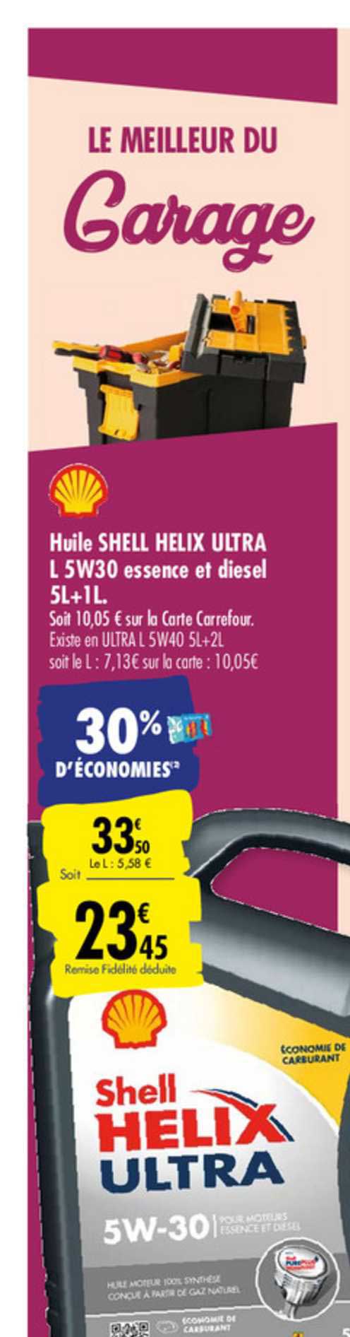 huile shell helix ultra l 5w30 essence et diesel 5l+1l