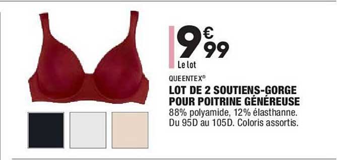 Lot De 2 Soutiens Gorge Pour Poitrine Généreuse Queentex