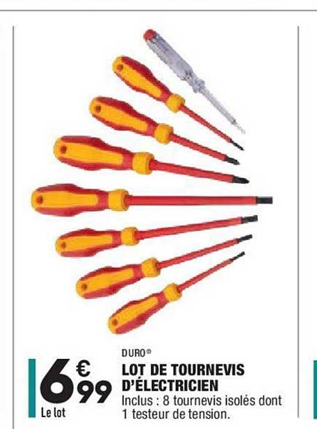 lot de tournevis d'électricien duro