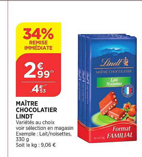 maître chocolatier lindt 34% de remise immédiate