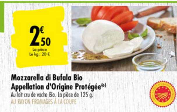 mozzarella di bufala bio appellation d'origine protégée