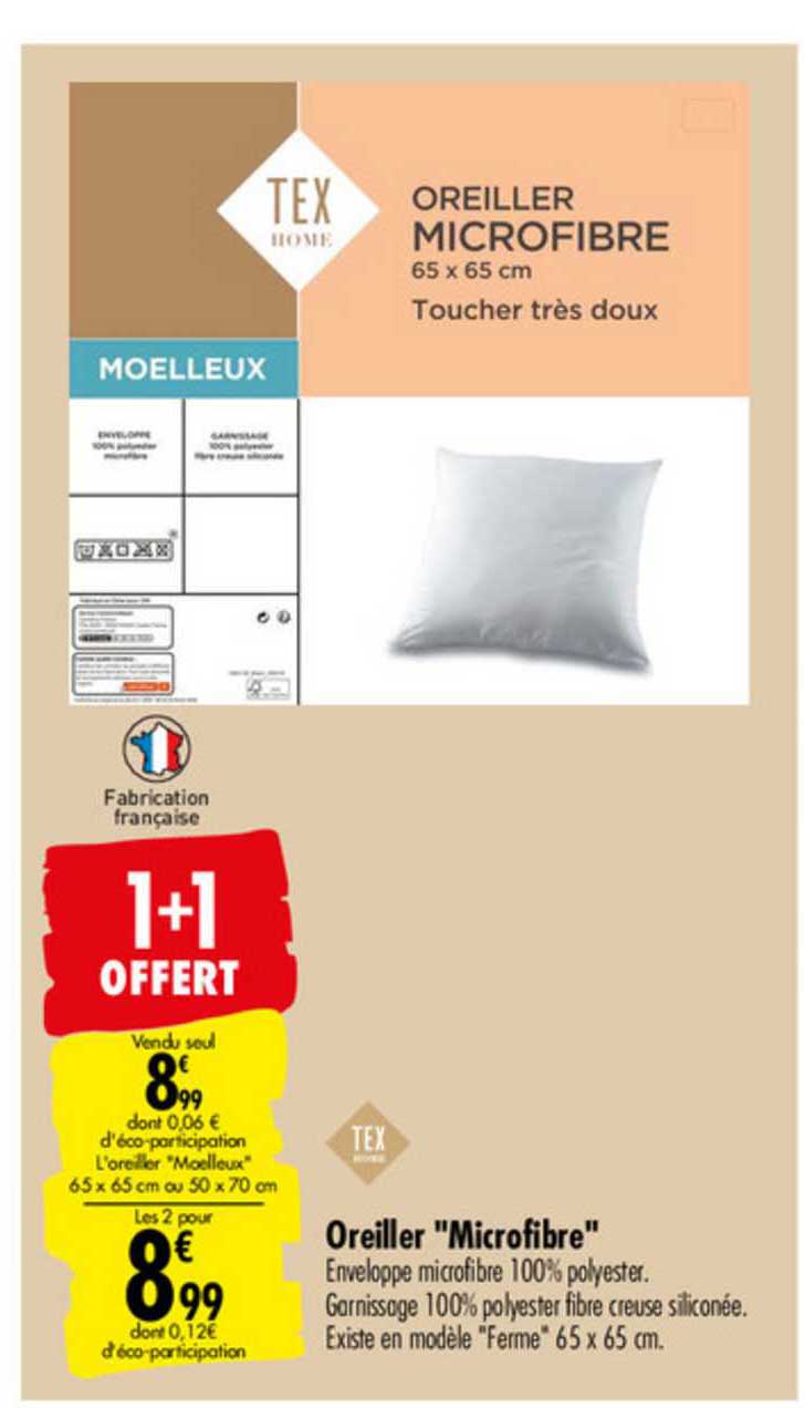 Oreiller Microfibre Tex 1+1 Offert