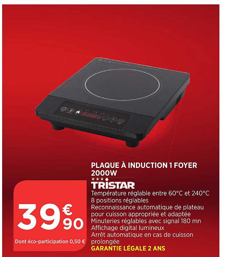 plaque à induction 1 foyer 2000w tristar