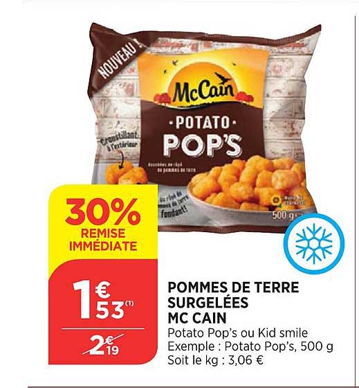 pommes de terre surgelées mc cain 30% de remise immédiate