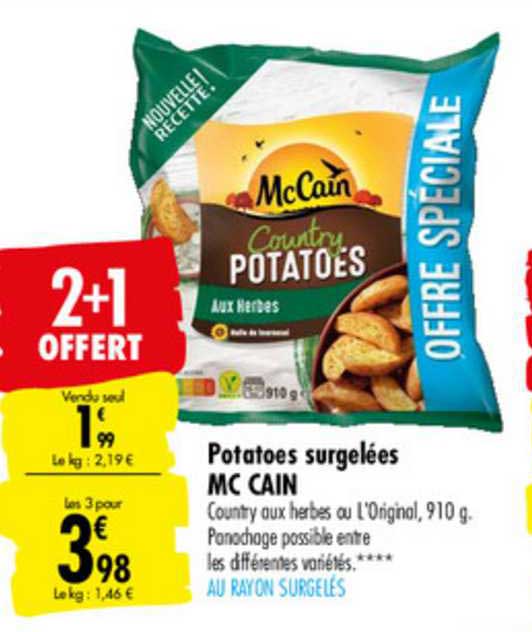 potatoes surgelées mc cain 2+1 offert