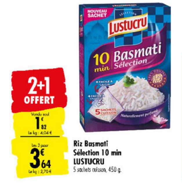riz basmati sélection 10 min lustucru  2+1 offert