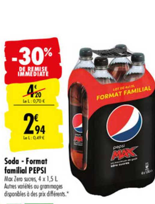 soda format familial pepsi  -30% de remise immédiate