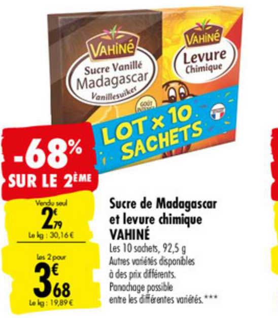 sucre de madagascar et lévure chimique vahiné -68% sur le 2e