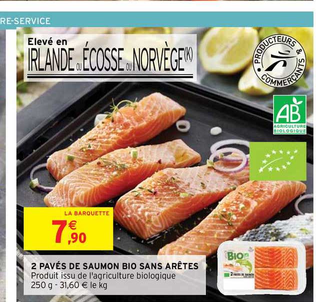 2 pavés de saumon bio sans arêtes