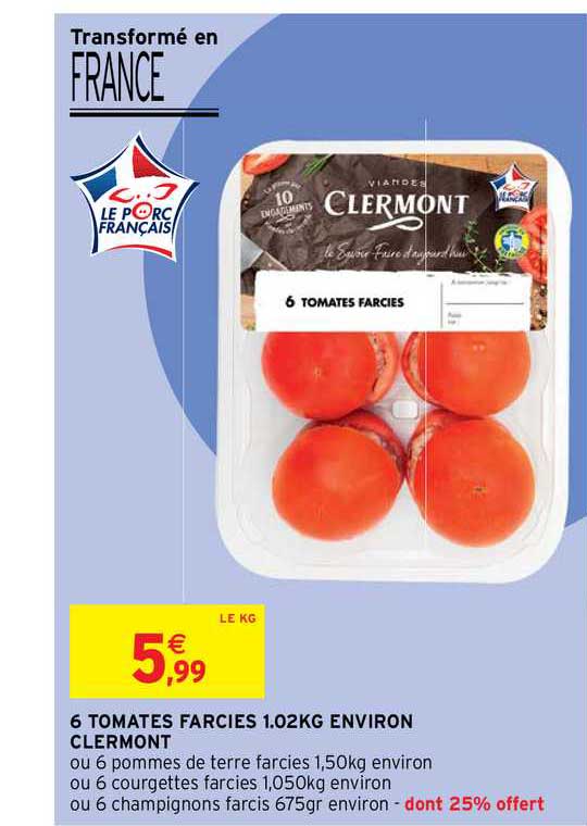 6 tomates farcies 1.02kg environ clermont