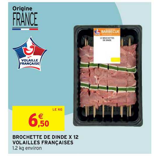 brochette de dinde x12 volailles françaises