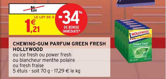 chewing-gum parfum green fresh hollywood