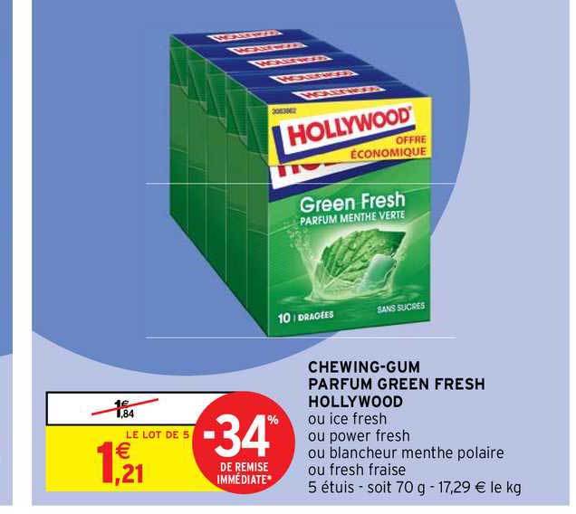 chewing-gum parfum green fresh hollywood