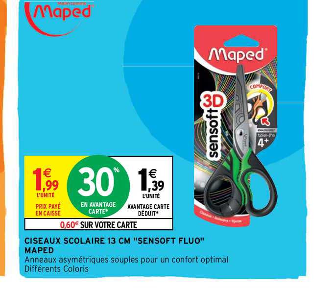 Ciseaux Scolaire 13 Cm "sensoft Fluo" Maped